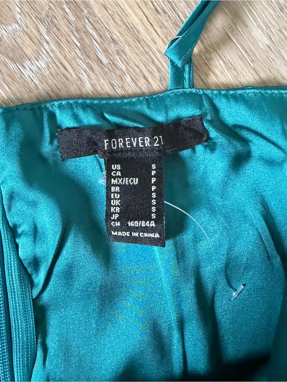 Forever 21 Teal Satin Slip Maxi Dress - Picture 4 of 12